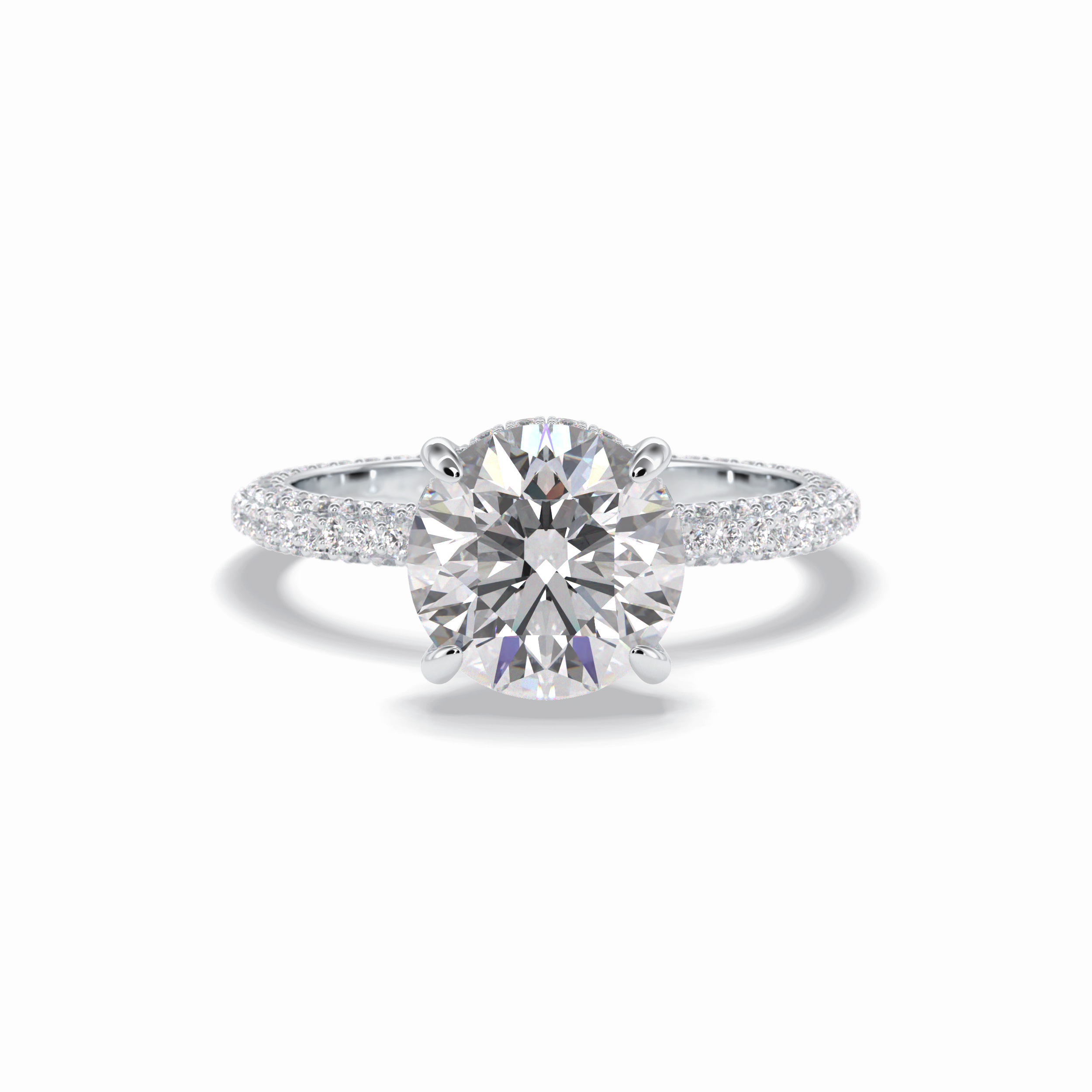 Round Hidden Halo & Pave Lab Grown Diamond Engagement Ring