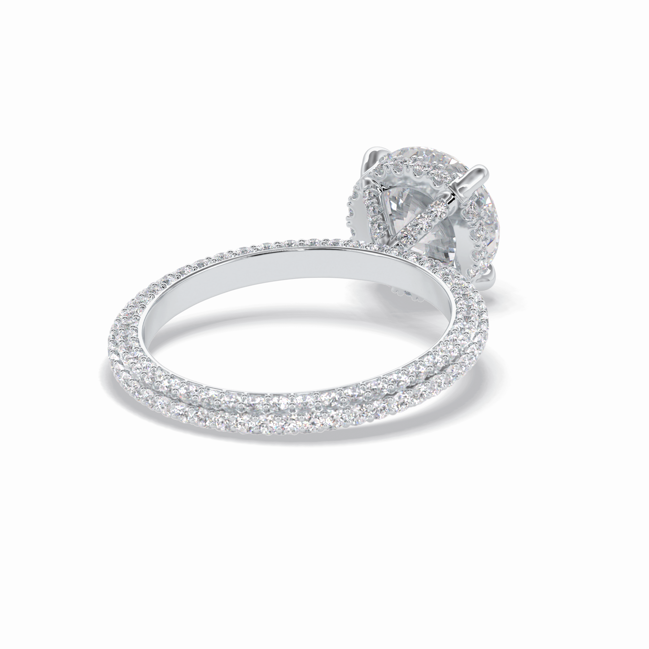Round Hidden Halo & Pave Lab Grown Diamond Engagement Ring