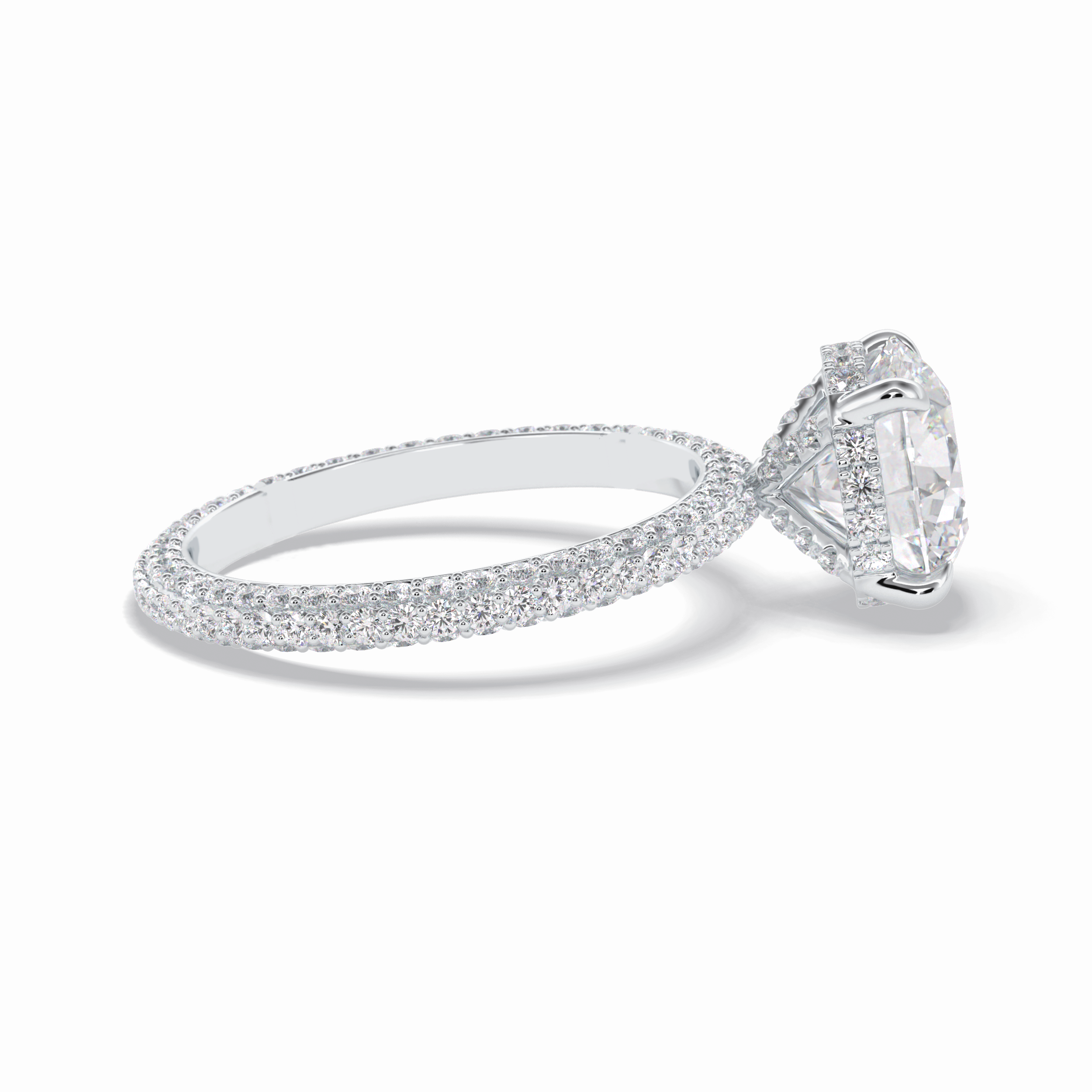 Round Hidden Halo & Pave Lab Grown Diamond Engagement Ring