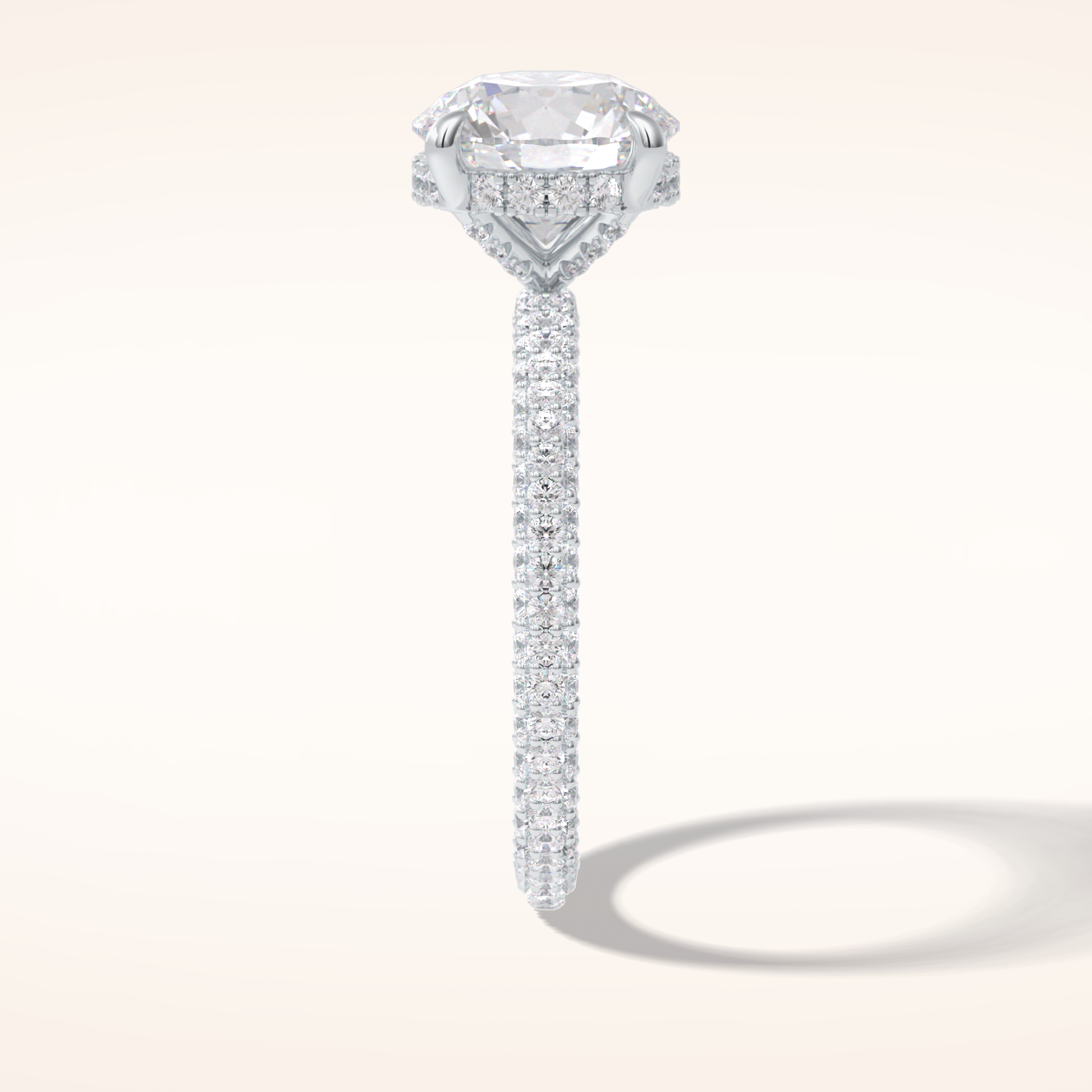 2.5 CT Round Shaped Hidden Halo & Pave Moissanite Engagement Ring