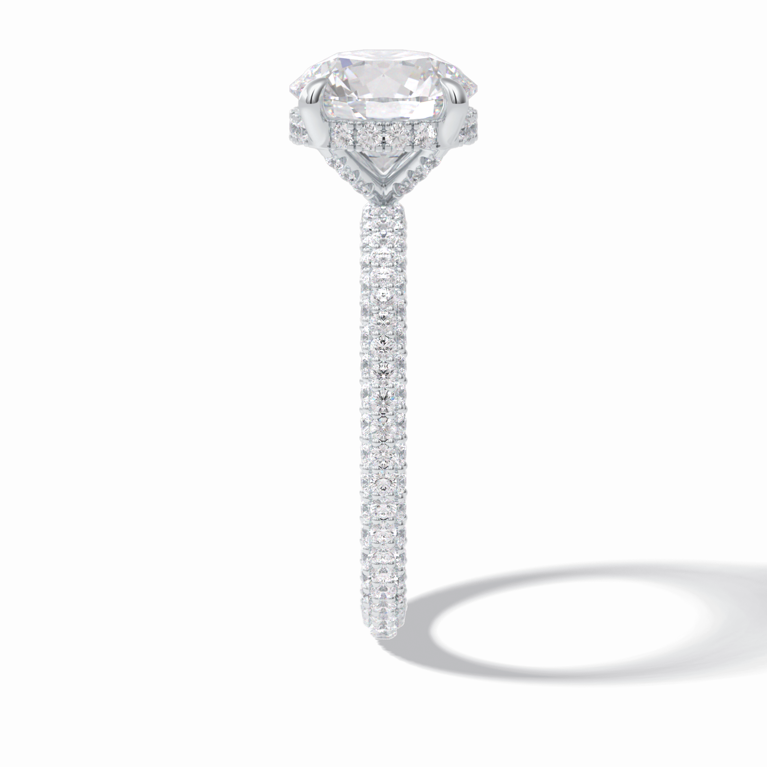 Round Hidden Halo & Pave Lab Grown Diamond Engagement Ring