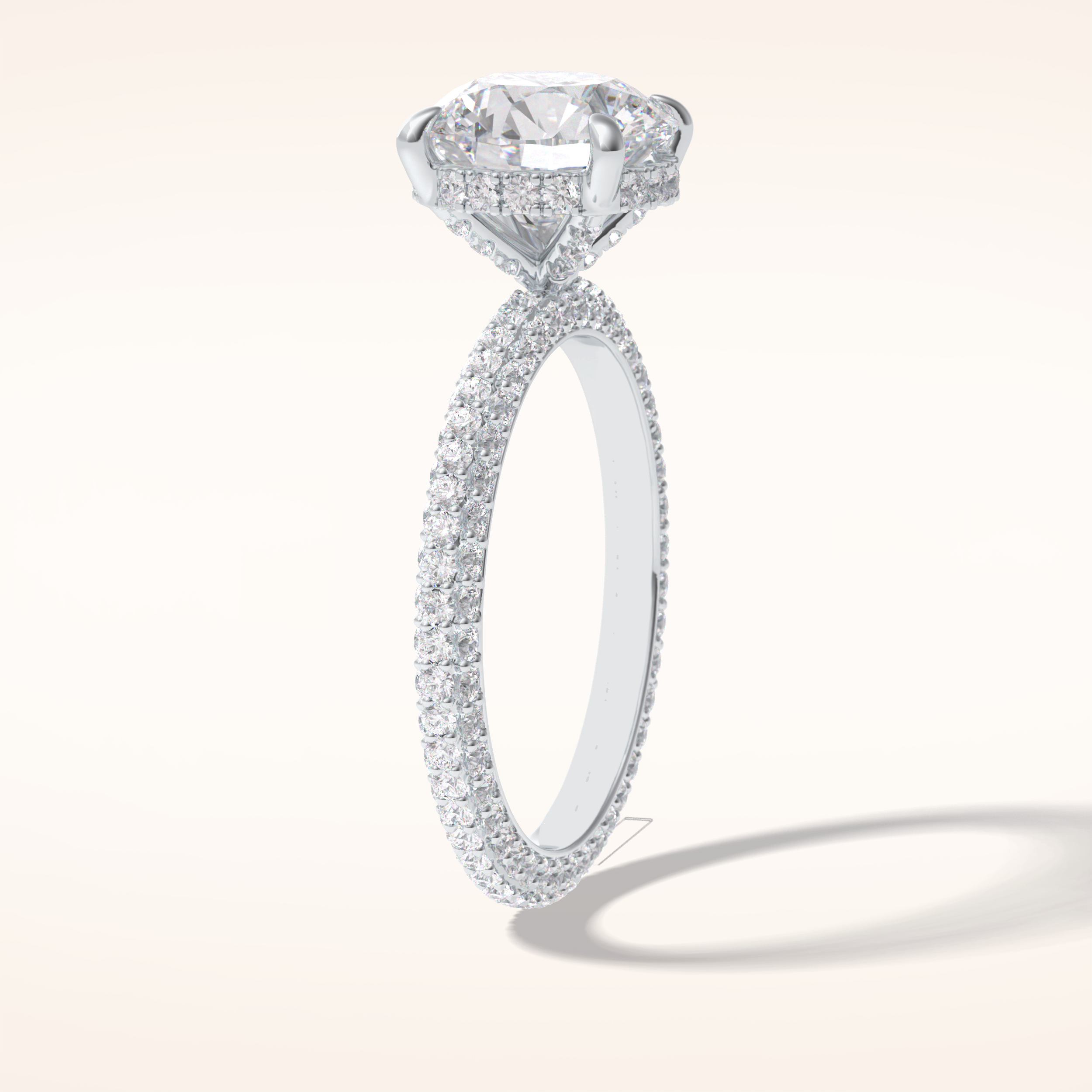 2.5 CT Round Shaped Hidden Halo & Pave Moissanite Engagement Ring
