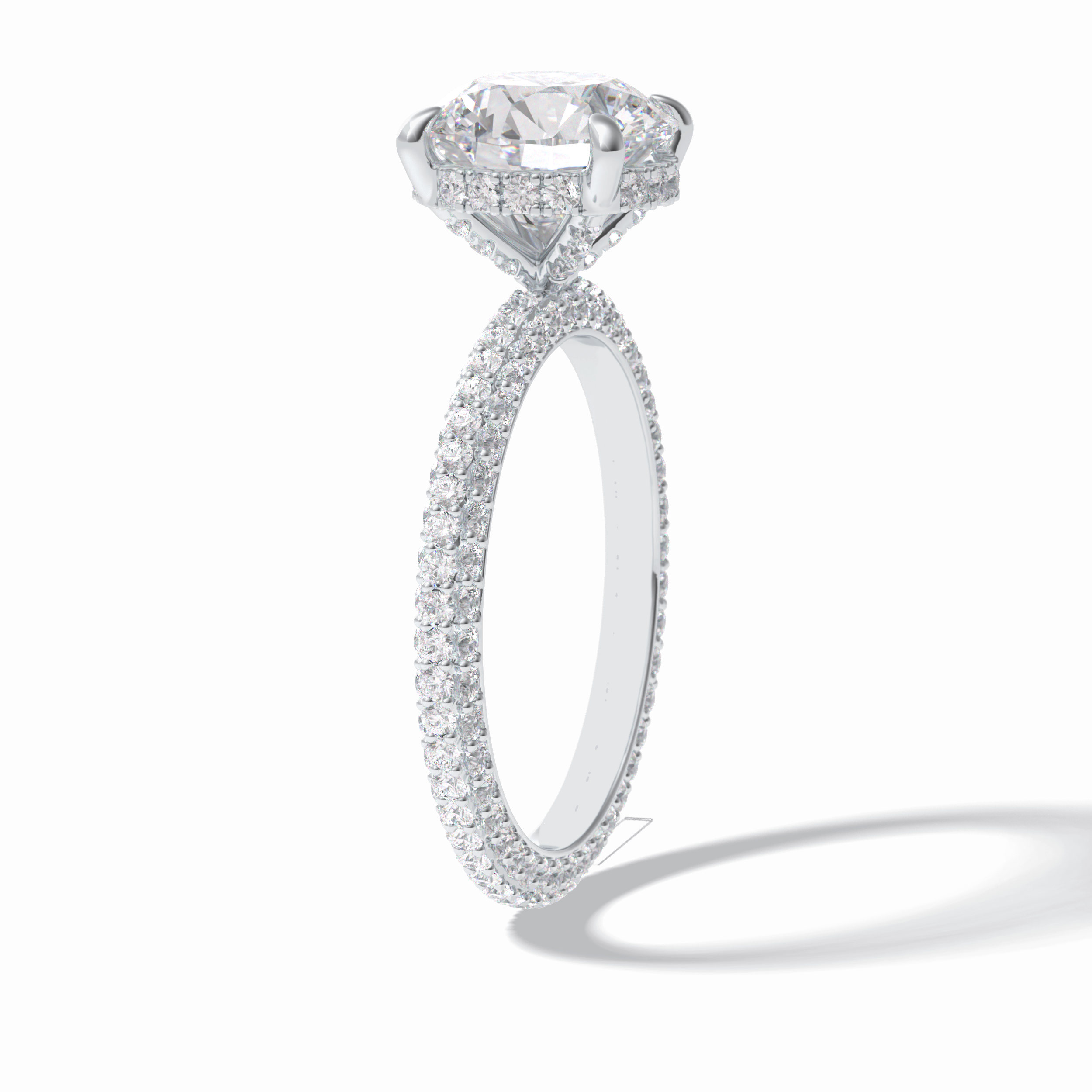 Round Hidden Halo & Pave Lab Grown Diamond Engagement Ring