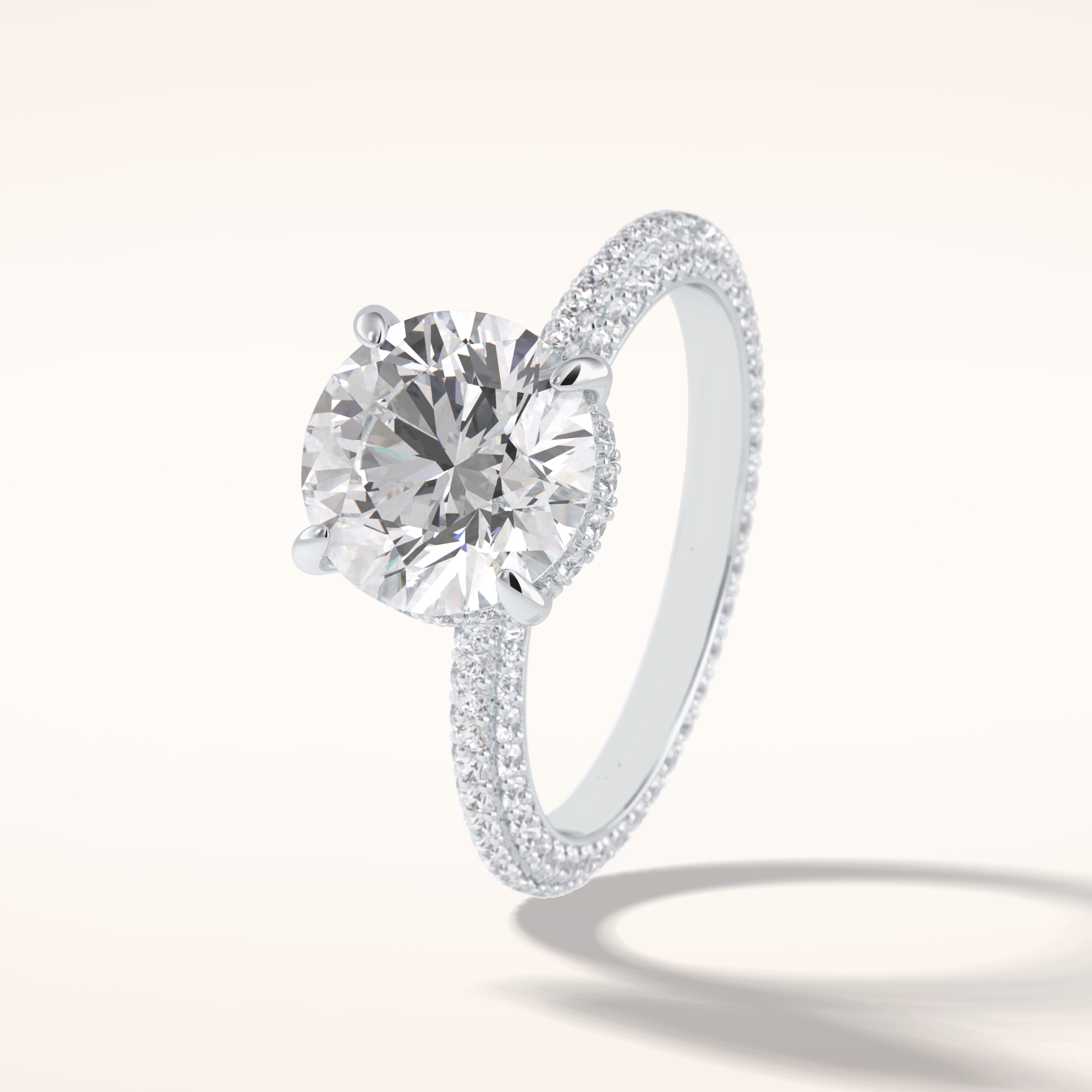 2.5 CT Round Shaped Hidden Halo & Pave Moissanite Engagement Ring