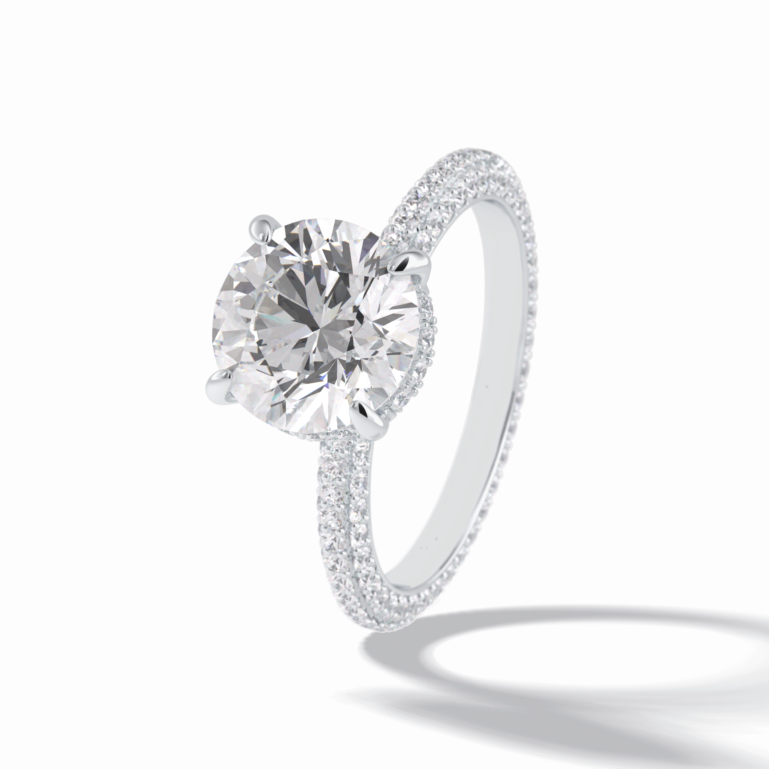 Round Hidden Halo & Pave Lab Grown Diamond Engagement Ring