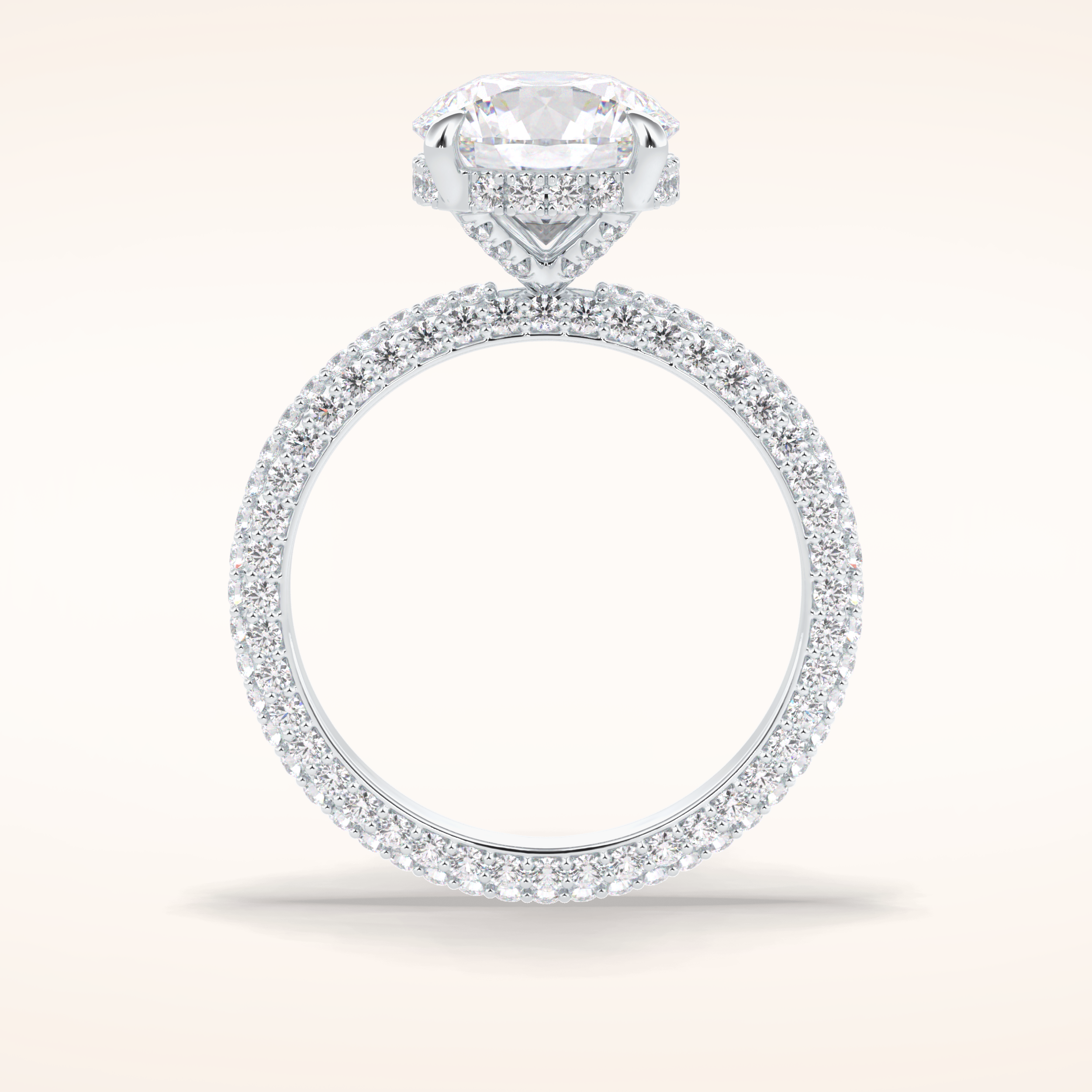 2.5 CT Round Shaped Hidden Halo & Pave Moissanite Engagement Ring