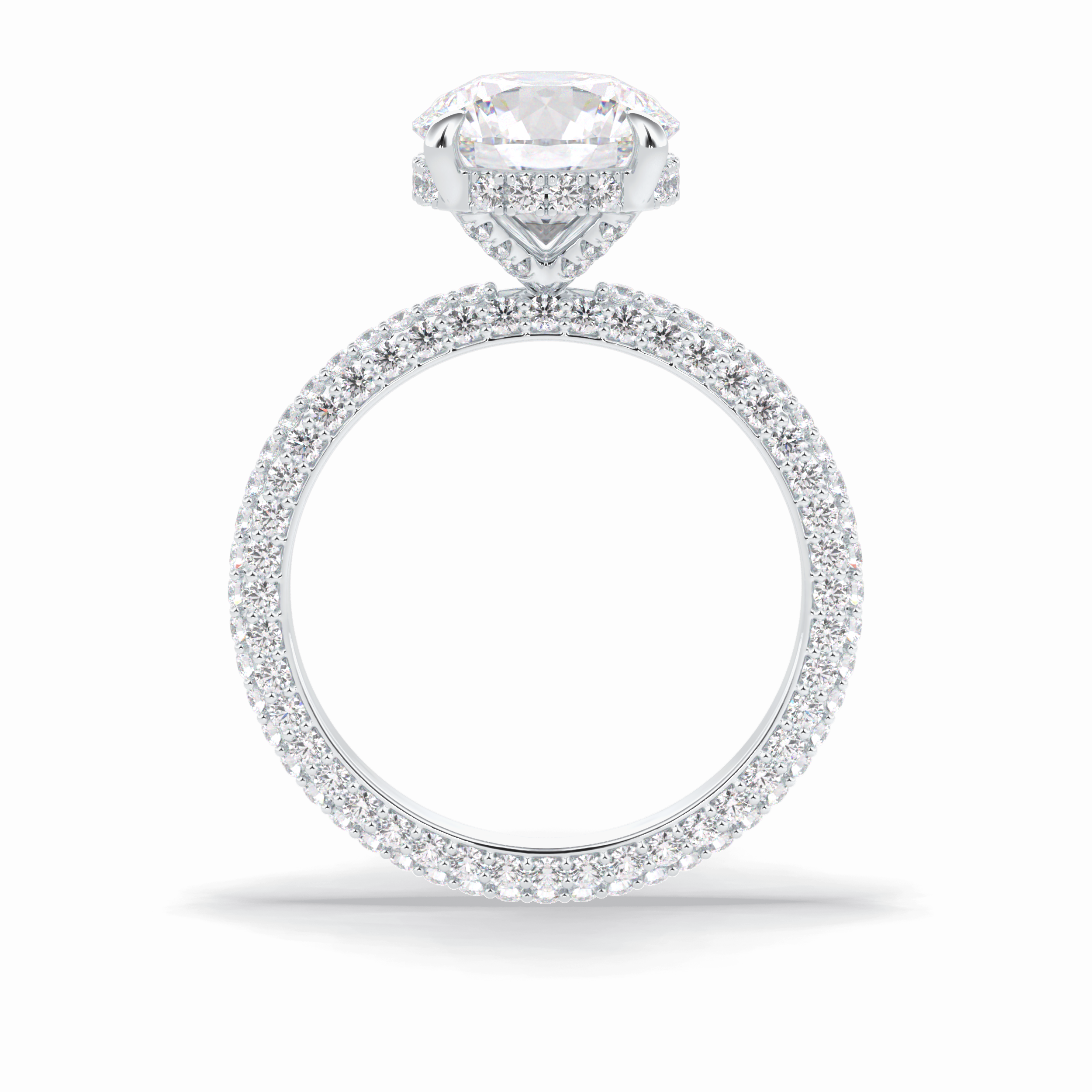 Round Hidden Halo & Pave Lab Grown Diamond Engagement Ring