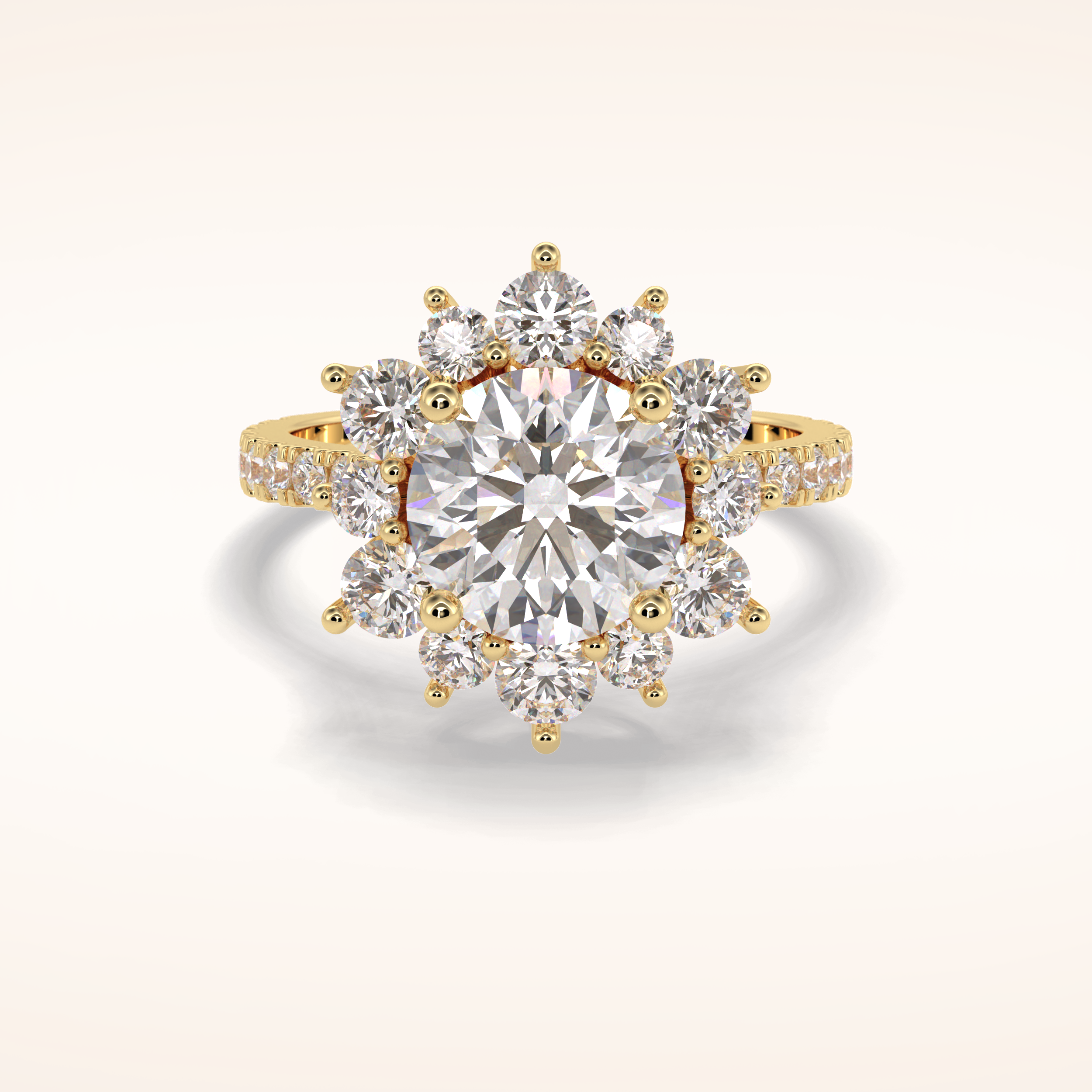 2.5 CT Round Shaped Halo & Pave Moissanite Engagement Ring