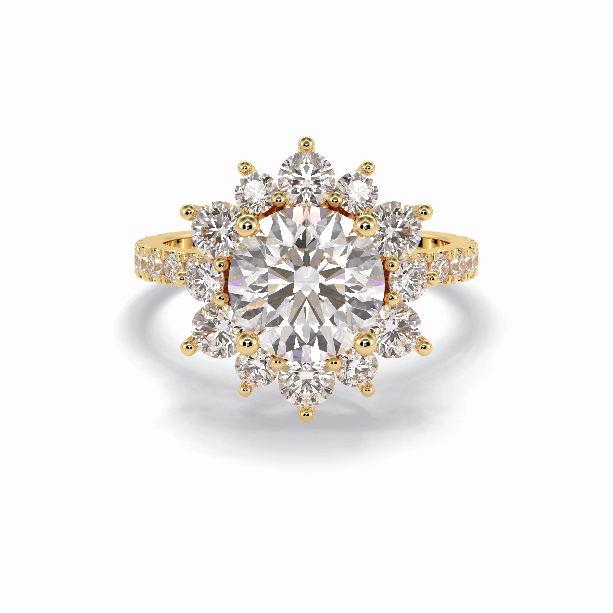 Round Cut Halo & Pave Lab Grown Diamond Engagement Ring