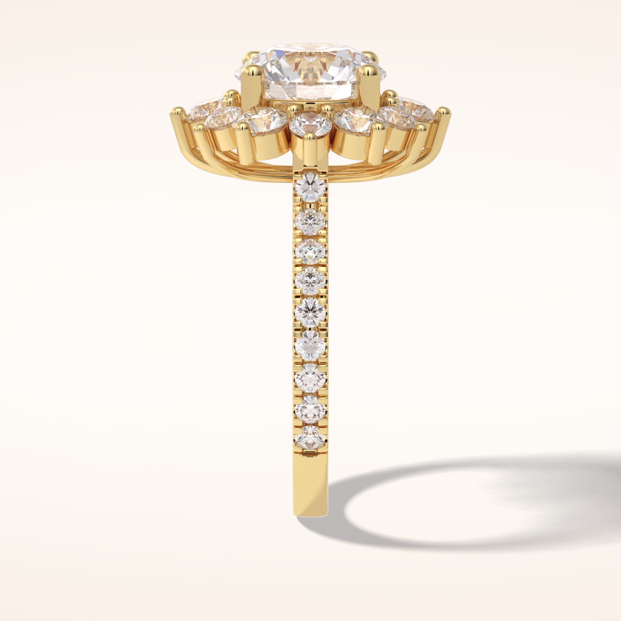 2.5 CT Round Shaped Halo & Pave Moissanite Engagement Ring