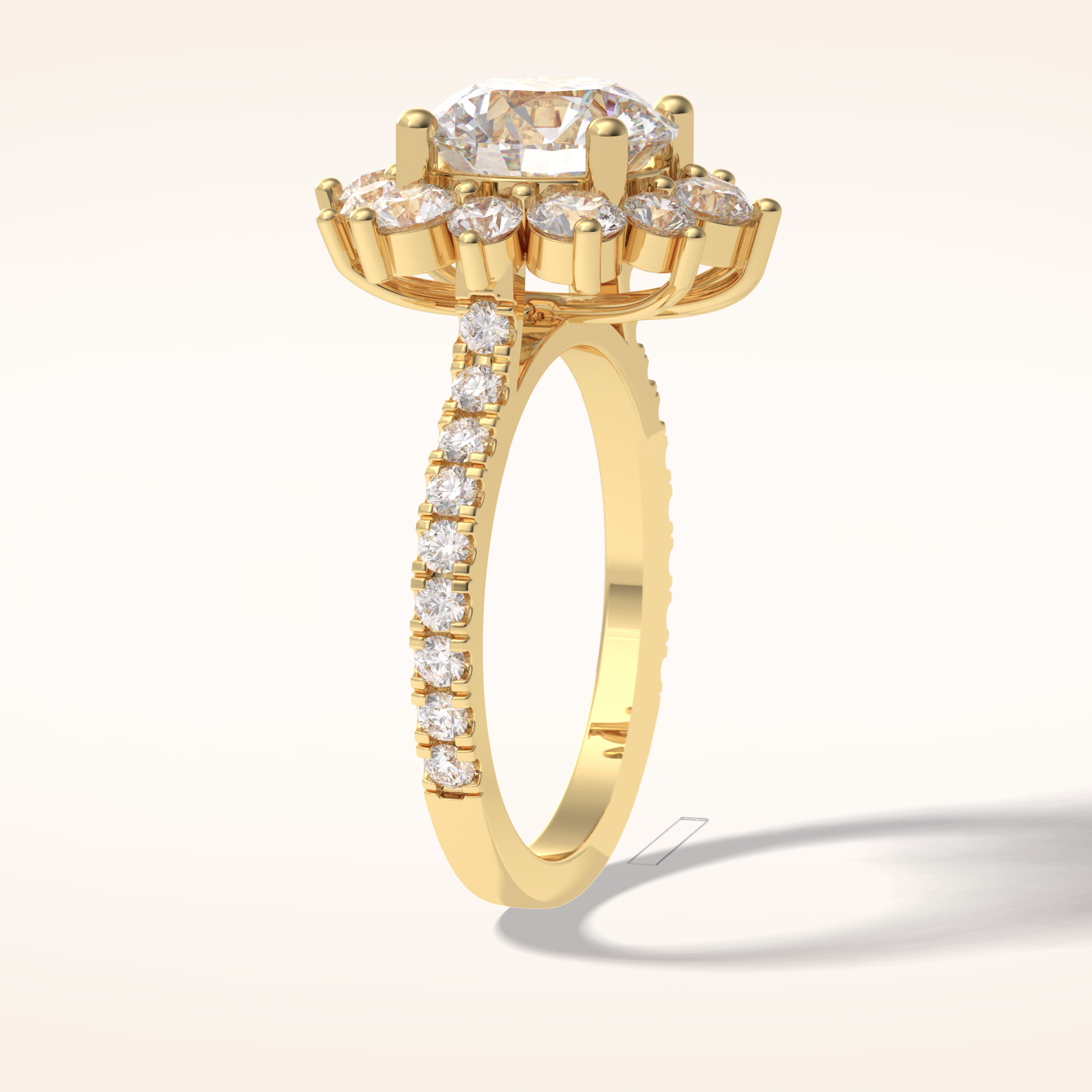 2.5 CT Round Shaped Halo & Pave Moissanite Engagement Ring