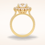 2.5 CT Round Shaped Halo & Pave Moissanite Engagement Ring