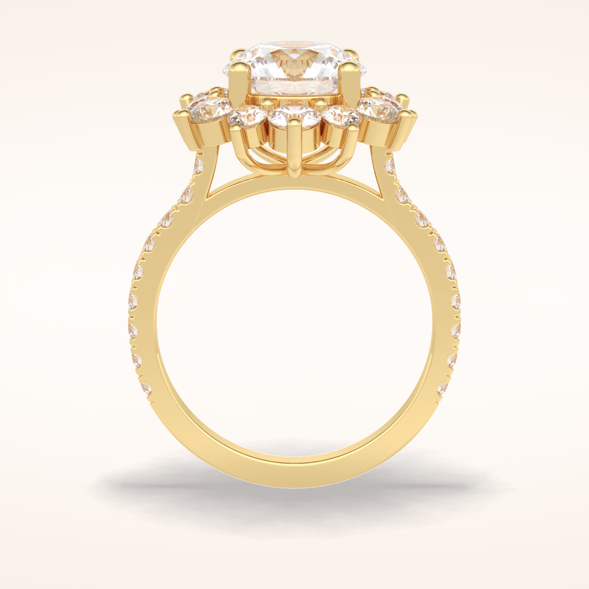 2.5 CT Round Shaped Halo & Pave Moissanite Engagement Ring