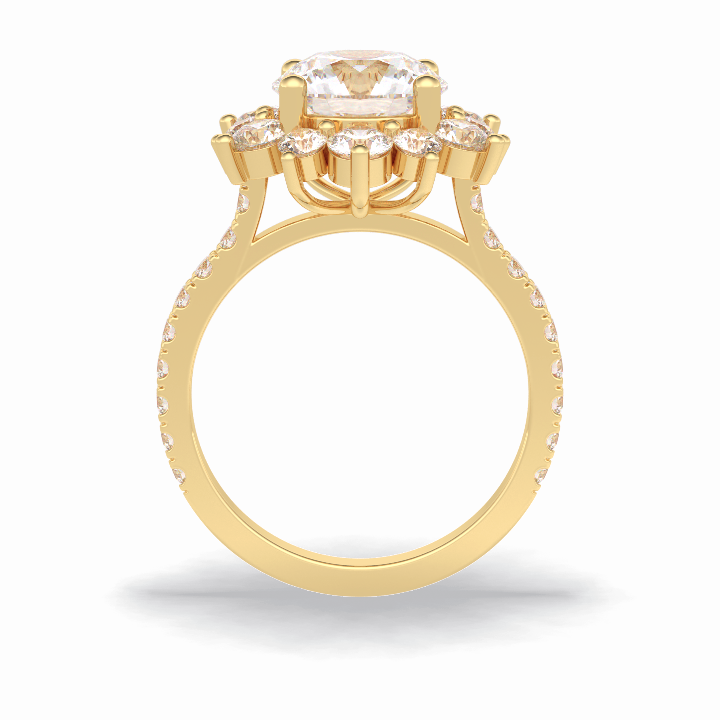 Round Cut Halo & Pave Lab Grown Diamond Engagement Ring
