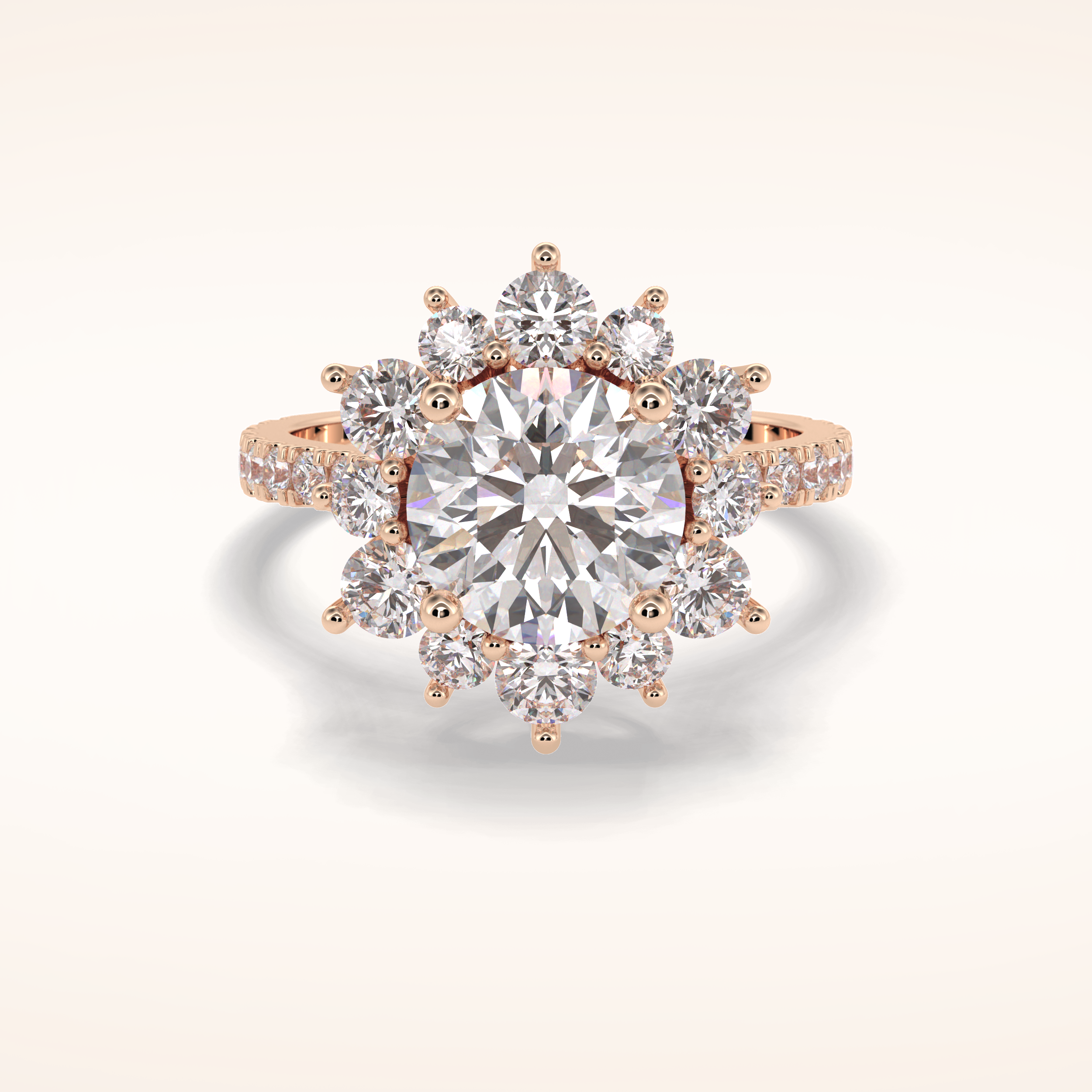 2.5 CT Round Shaped Halo & Pave Moissanite Engagement Ring