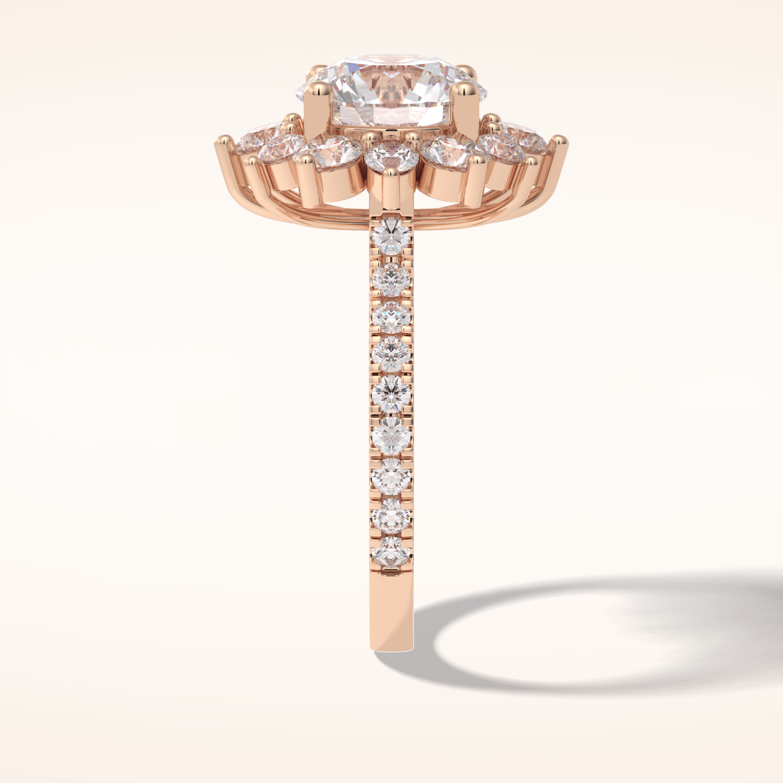 2.5 CT Round Shaped Halo & Pave Moissanite Engagement Ring