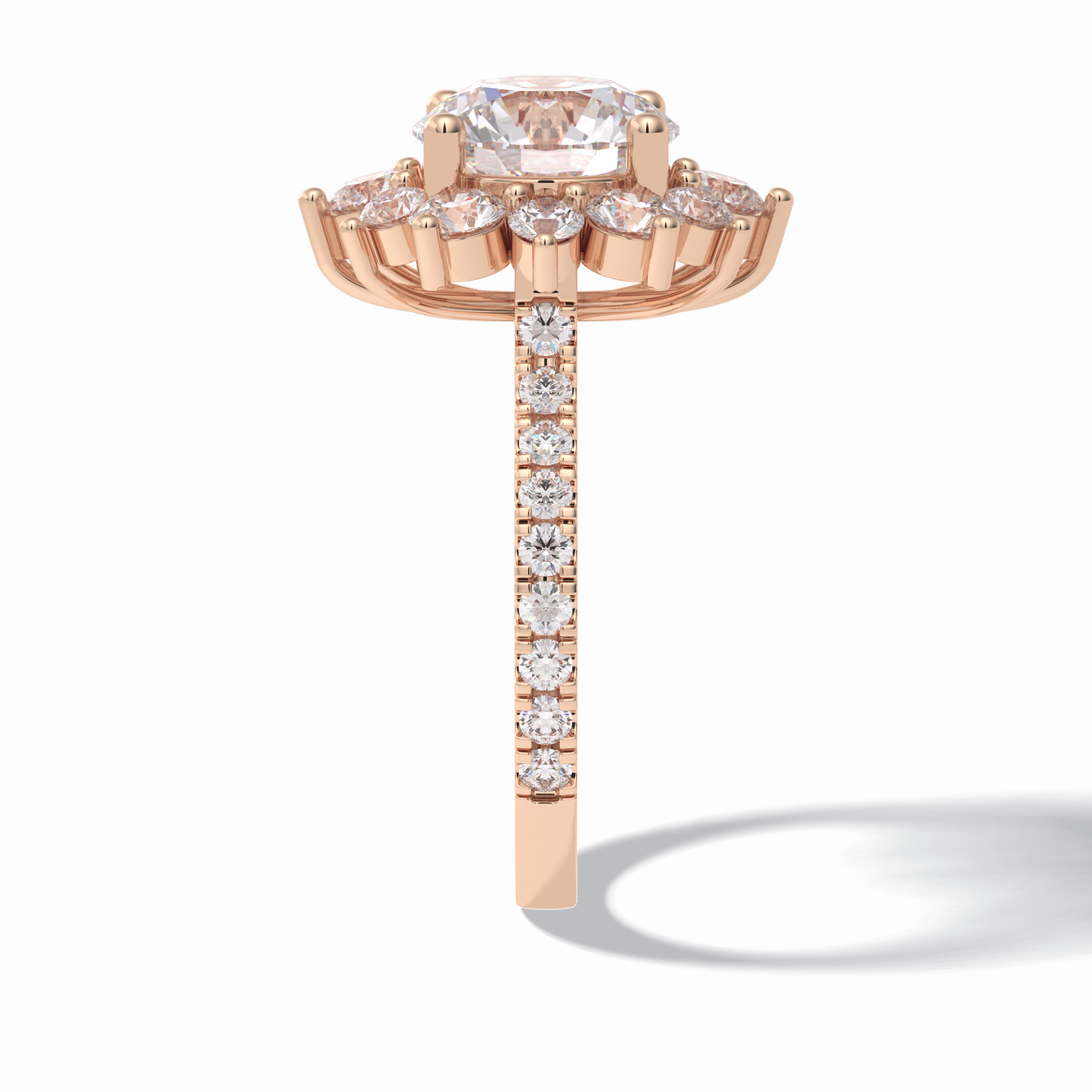Round Cut Halo & Pave Lab Grown Diamond Engagement Ring