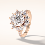 2.5 CT Round Shaped Halo & Pave Moissanite Engagement Ring