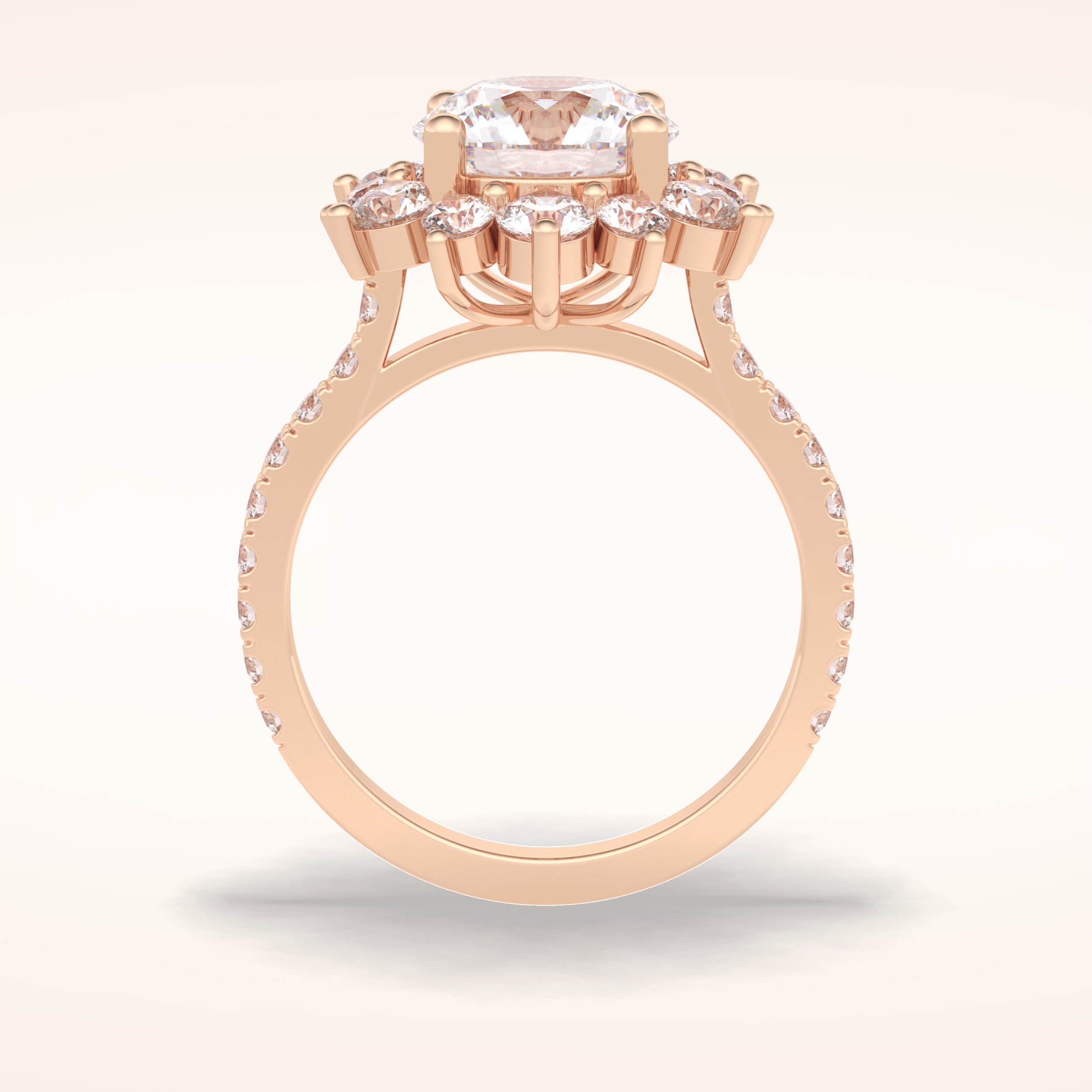2.5 CT Round Shaped Halo & Pave Moissanite Engagement Ring