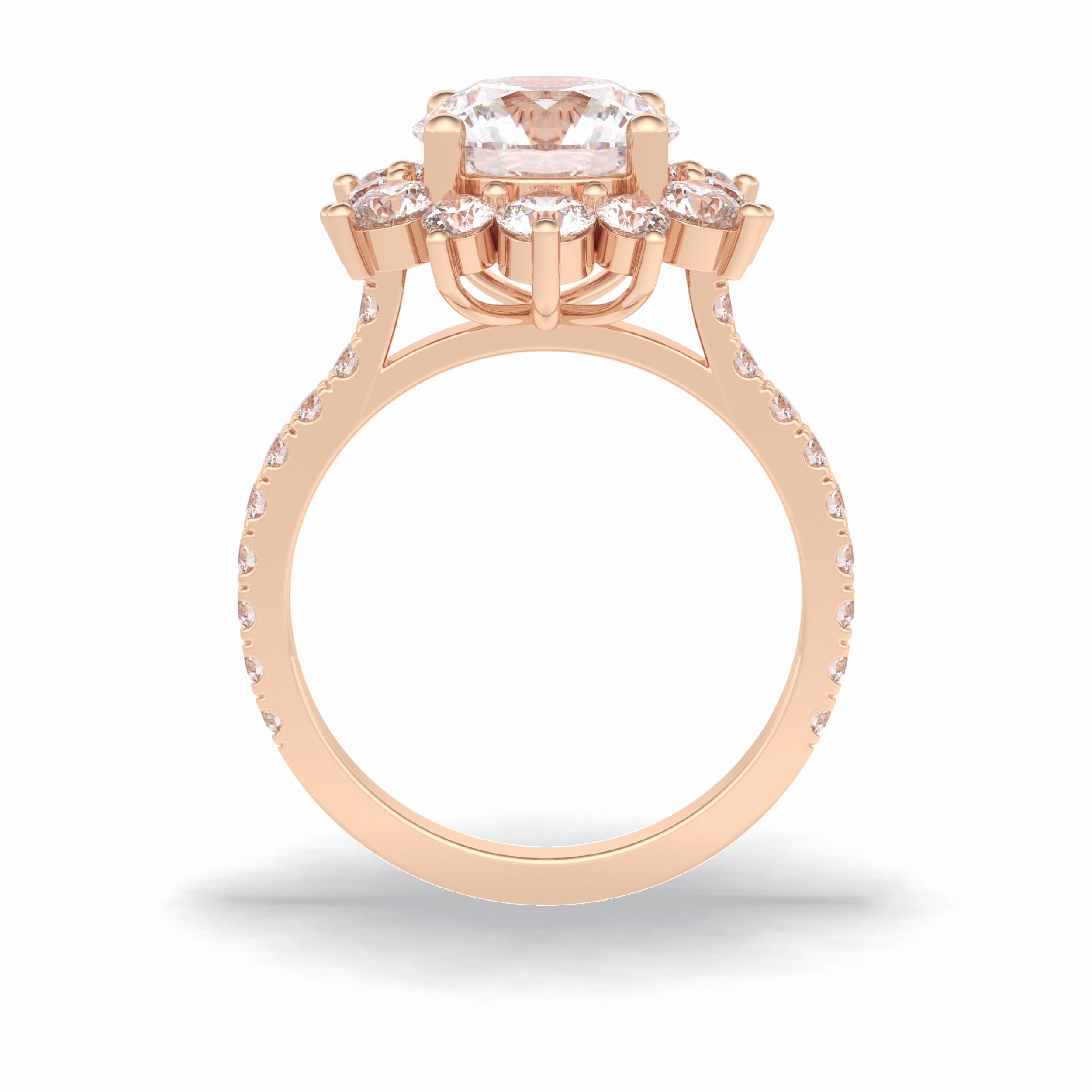 Round Cut Halo & Pave Lab Grown Diamond Engagement Ring