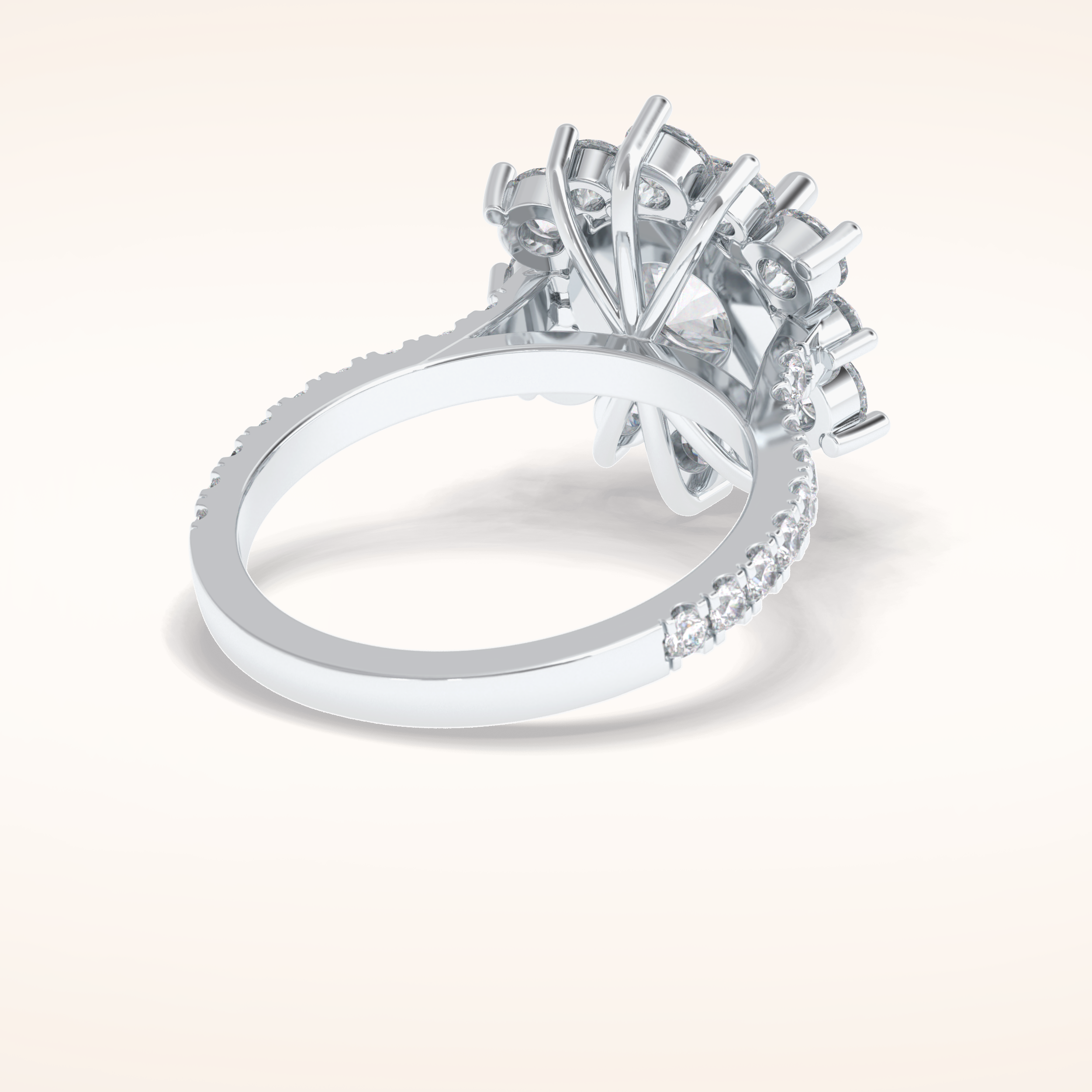 2.5 CT Round Shaped Halo & Pave Moissanite Engagement Ring