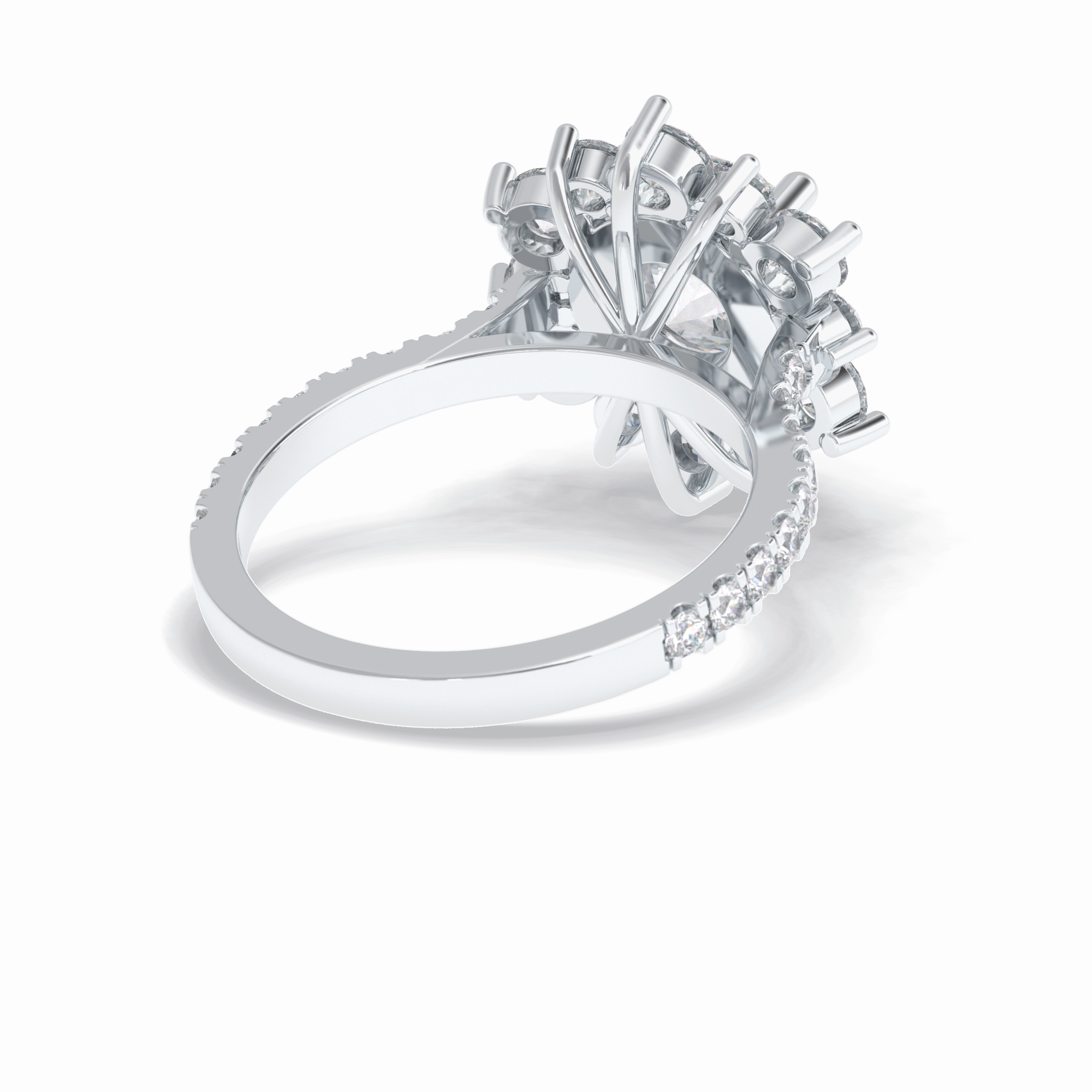 Round Cut Halo & Pave Lab Grown Diamond Engagement Ring