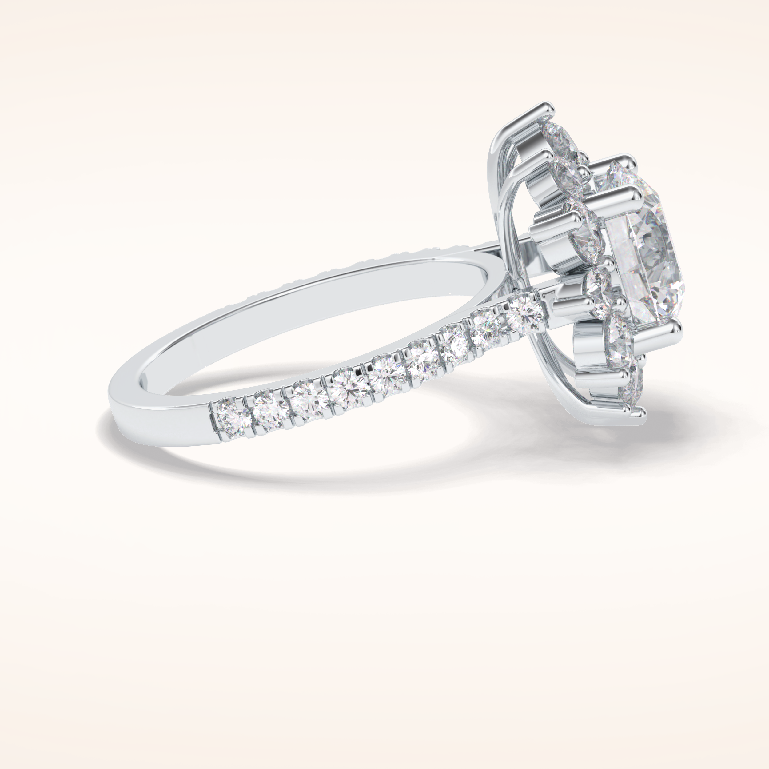 2.5 CT Round Shaped Halo & Pave Moissanite Engagement Ring