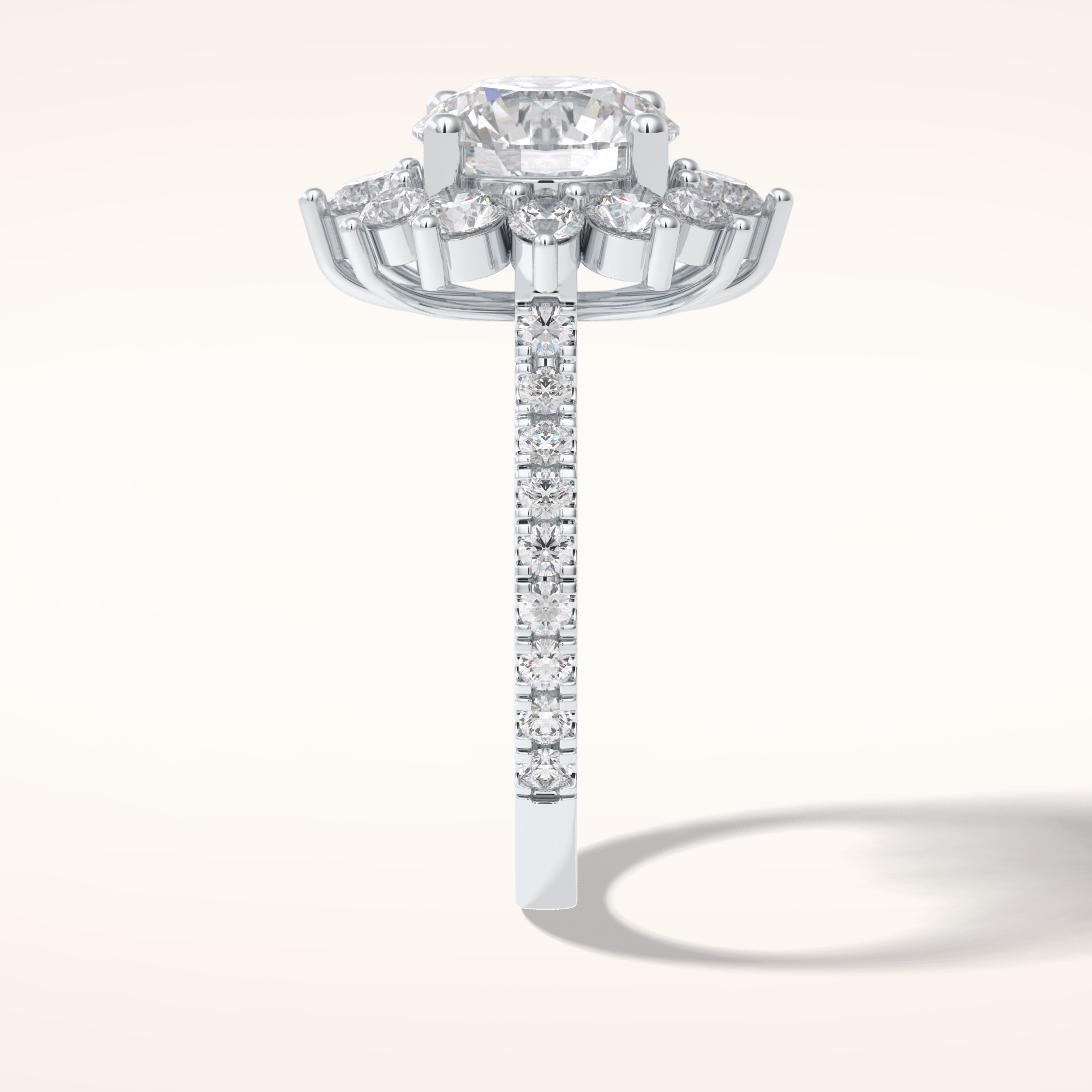 2.5 CT Round Shaped Halo & Pave Moissanite Engagement Ring