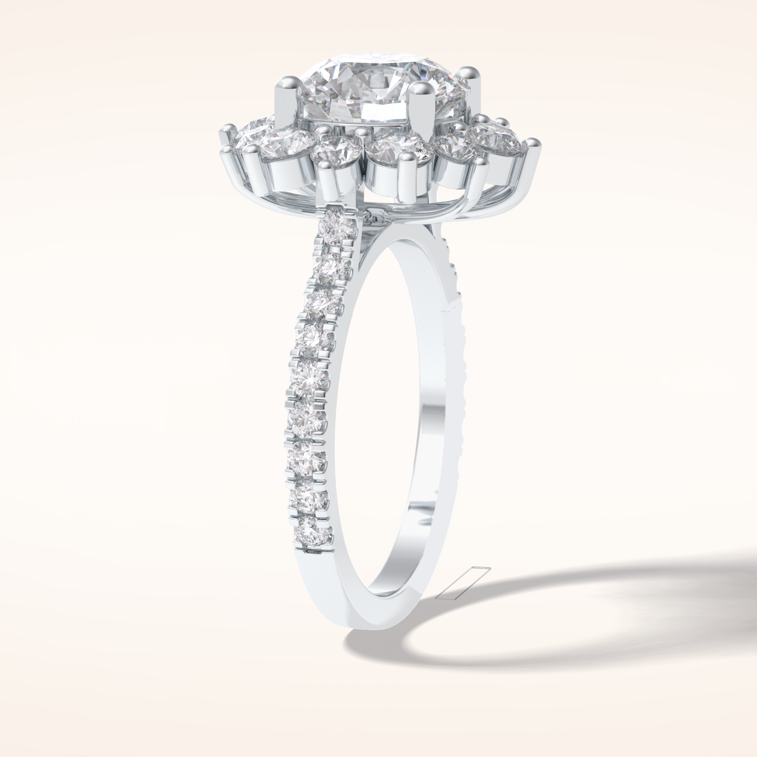 2.5 CT Round Shaped Halo & Pave Moissanite Engagement Ring