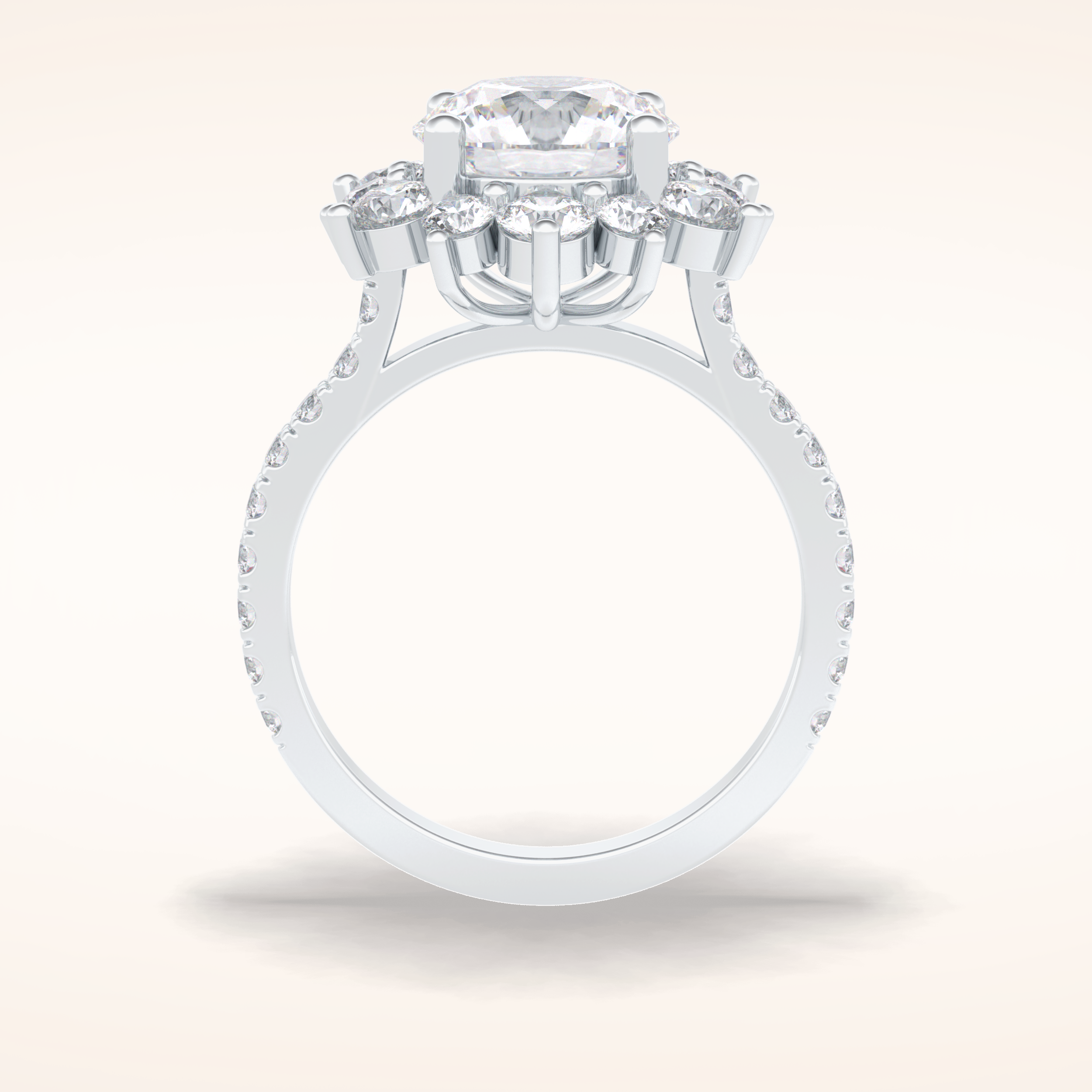 2.5 CT Round Shaped Halo & Pave Moissanite Engagement Ring