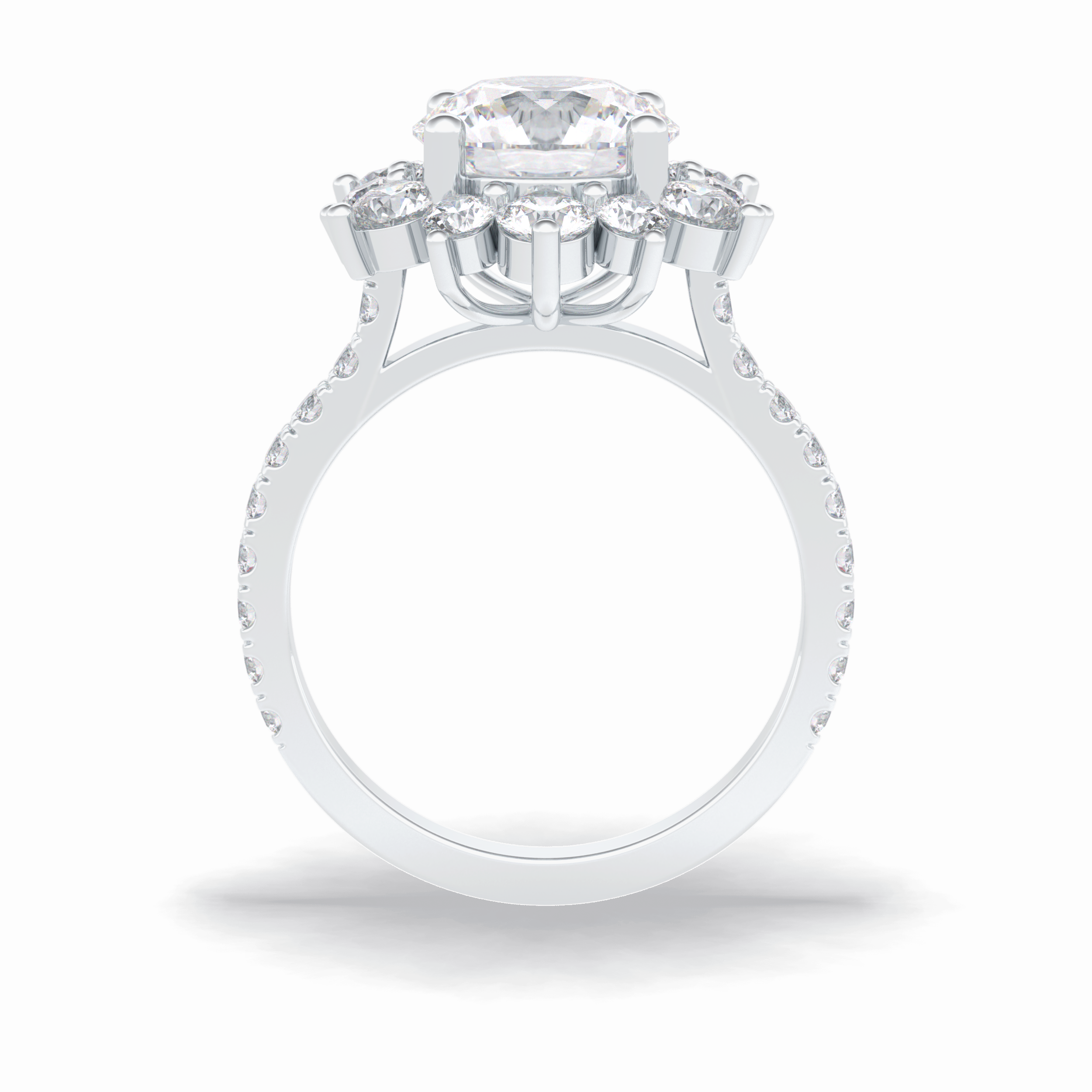 Round Cut Halo & Pave Lab Grown Diamond Engagement Ring