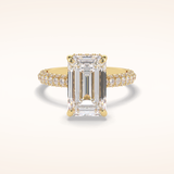 3.99 CT Emerald Shaped Hidden Halo & Pave Moissanite Engagement Ring