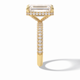 3.99 CT Emerald Cut Hidden Halo & Pave Style Moissanite Engagement Rings