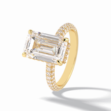 3.99 CT Emerald Cut Hidden Halo & Pave Style Moissanite Engagement Rings