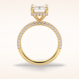 3.99 CT Emerald Shaped Hidden Halo & Pave Moissanite Engagement Ring