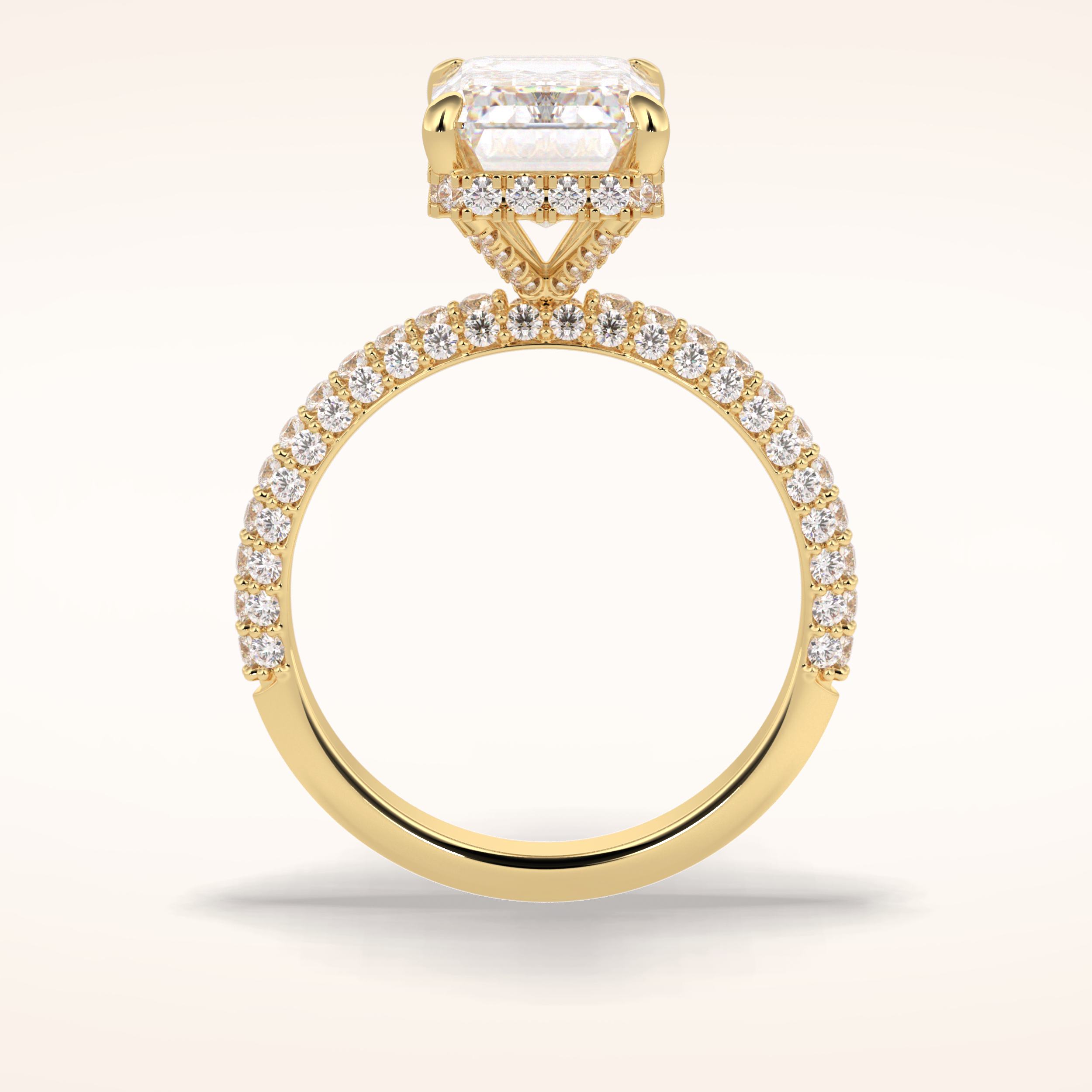 3.99 CT Emerald Shaped Hidden Halo & Pave Moissanite Engagement Ring