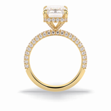 3.99 CT Emerald Cut Hidden Halo & Pave Style Moissanite Engagement Rings