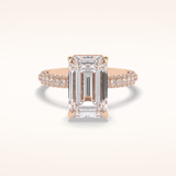 3.99 CT Emerald Shaped Hidden Halo & Pave Moissanite Engagement Ring
