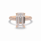 3.99 CT Emerald Cut Hidden Halo & Pave Style Moissanite Engagement Rings
