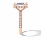 3.99 CT Emerald Cut Hidden Halo & Pave Style Moissanite Engagement Rings