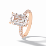 3.99 CT Emerald Cut Hidden Halo & Pave Style Moissanite Engagement Rings