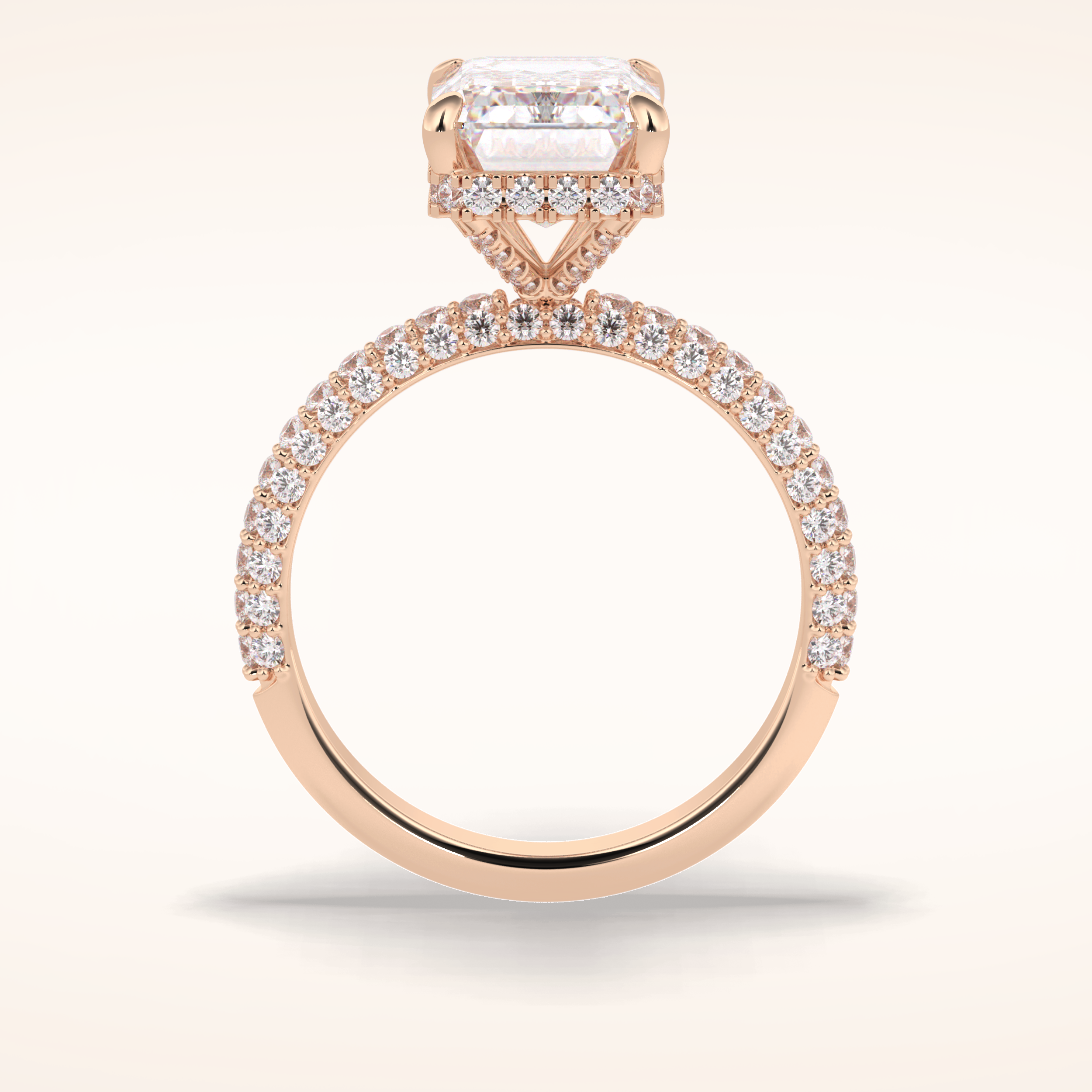 3.99 CT Emerald Shaped Hidden Halo & Pave Moissanite Engagement Ring