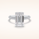 3.99 CT Emerald Shaped Hidden Halo & Pave Moissanite Engagement Ring
