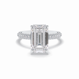 3.99 CT Emerald Cut Hidden Halo & Pave Style Moissanite Engagement Rings