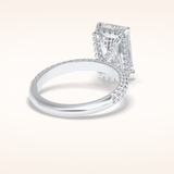 3.99 CT Emerald Shaped Hidden Halo & Pave Moissanite Engagement Ring