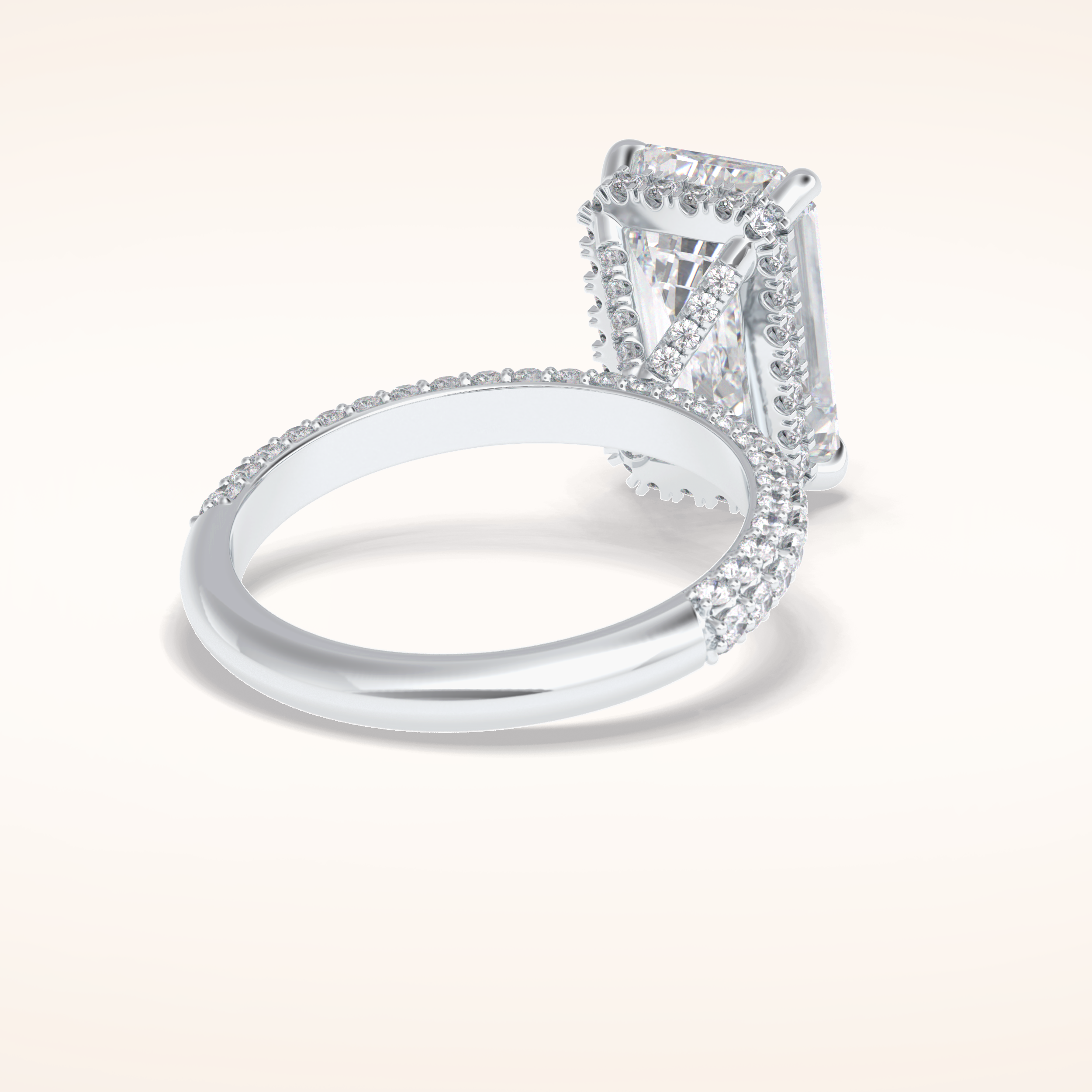 3.99 CT Emerald Shaped Hidden Halo & Pave Moissanite Engagement Ring