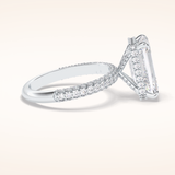 3.99 CT Emerald Shaped Hidden Halo & Pave Moissanite Engagement Ring