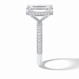 3.99 CT Emerald Cut Hidden Halo & Pave Style Moissanite Engagement Rings