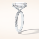 3.99 CT Emerald Shaped Hidden Halo & Pave Moissanite Engagement Ring