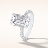 3.99 CT Emerald Shaped Hidden Halo & Pave Moissanite Engagement Ring